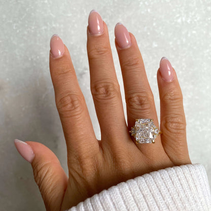 Ricady Jewel Cushion-Cut Center Stone Accent Ring, 925 Sterling Silver Cubic Zirconia Statement Band for Women, Size 4-10