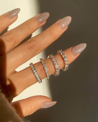 Ricady Jewel Half-Eternity Cubic Zirconia Ring - 925 Sterling Silver Band for Women, Size 4-10