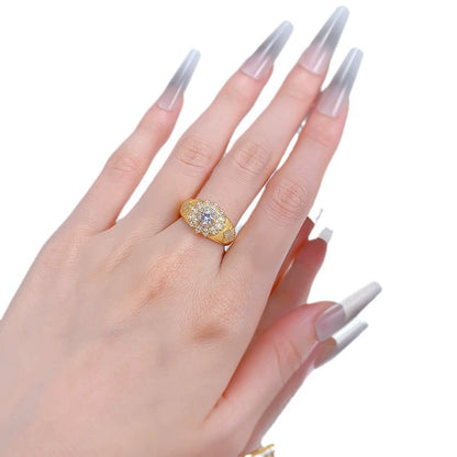 S925 Silver Gold-Plated Ring | Italian Craft Brushed Finish Sparkle