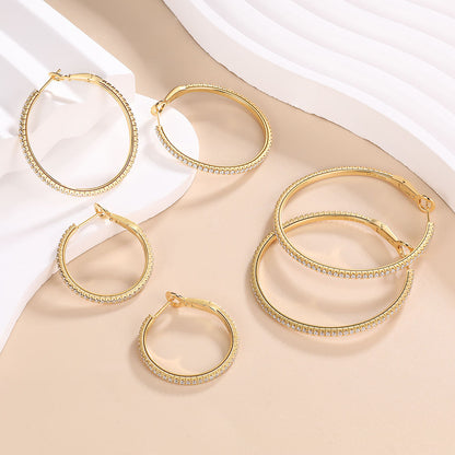 S925 Sterling Silver Large Hoop Earrings - Premium Full Diamond Moissanite Versatile Hoops