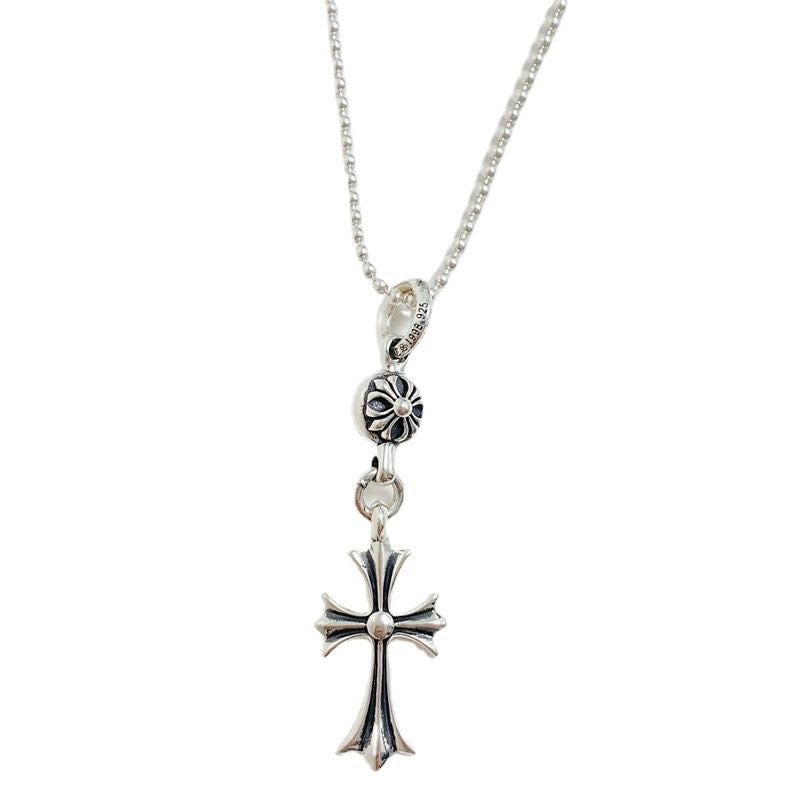 Cross Pendant Pearl Beaded Necklace in 925 Sterling Silver