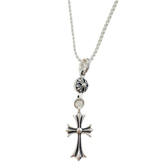 Cross Pendant Pearl Beaded Necklace in 925 Sterling Silver