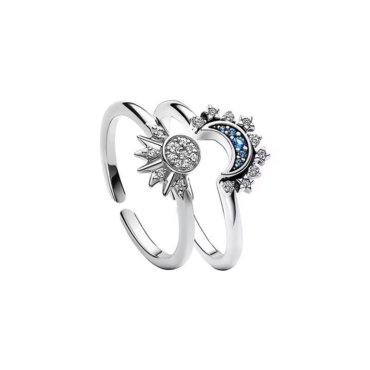 Celestial Sun & Moon Stackable Rings - Adjustable Couple Rings for Women, Fashion Design
