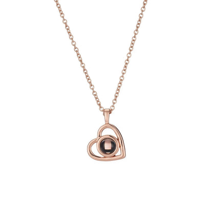 S925 Sterling Silver Heart Necklace for Women - Nano Projection Photo Engravable