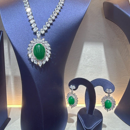 Bridal Zircon Jewelry Set: Necklace + Earrings, Elegant Formal Accessories for Wedding & Banquet