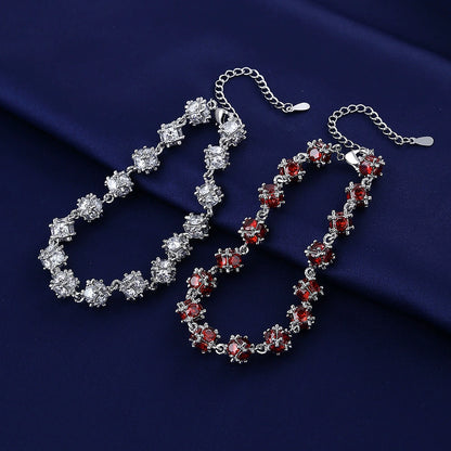Handmade Red Gemstone Glass Bead Bracelet for Women