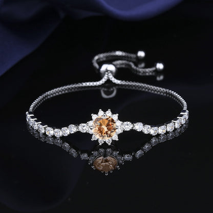 Moissanite Sunflower Bracelet - 2 Carat Sparkling Jewelry