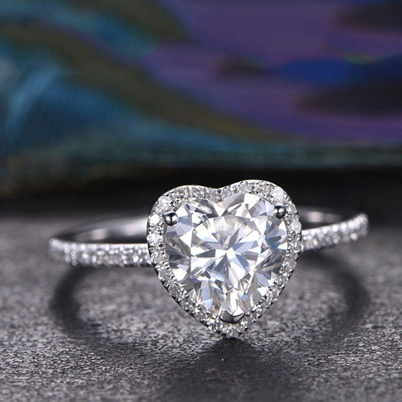Ricady Jewel Couple Heart Zircon Ring, Stylish Creative Valentine's Day Gift Jewelry