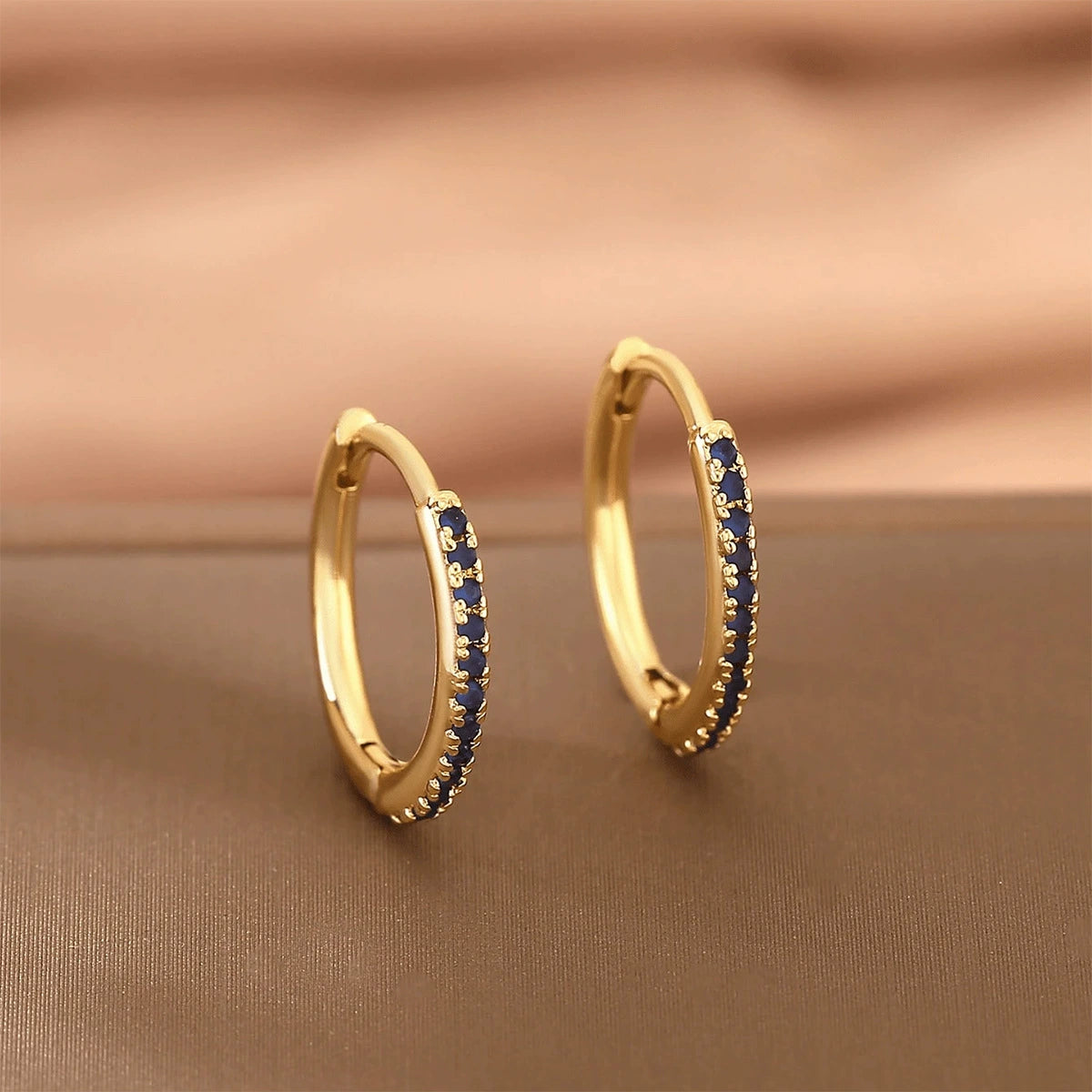Luxury Copper Earrings with Colored Zircon - Trendy Hip Hop Hoop Earrings