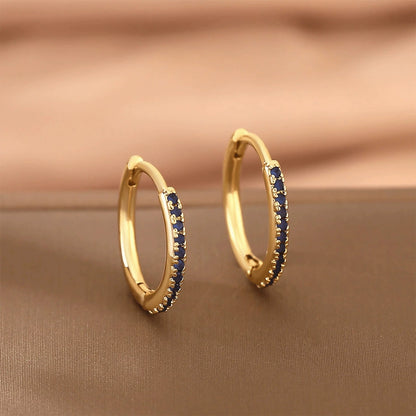 Luxury Copper Earrings with Colored Zircon - Trendy Hip Hop Hoop Earrings