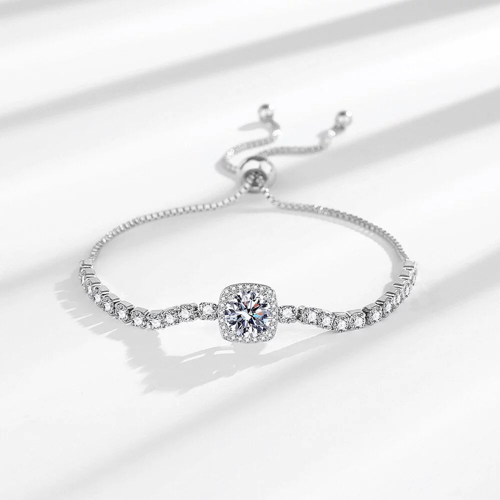 Women's 1ct Moissanite Set: Ring, Necklace, Earrings & Bracelet