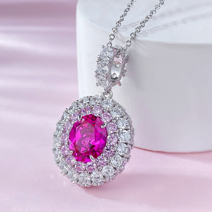 Valentine's Rhodolite Rose Pendant 8x10mm Oval