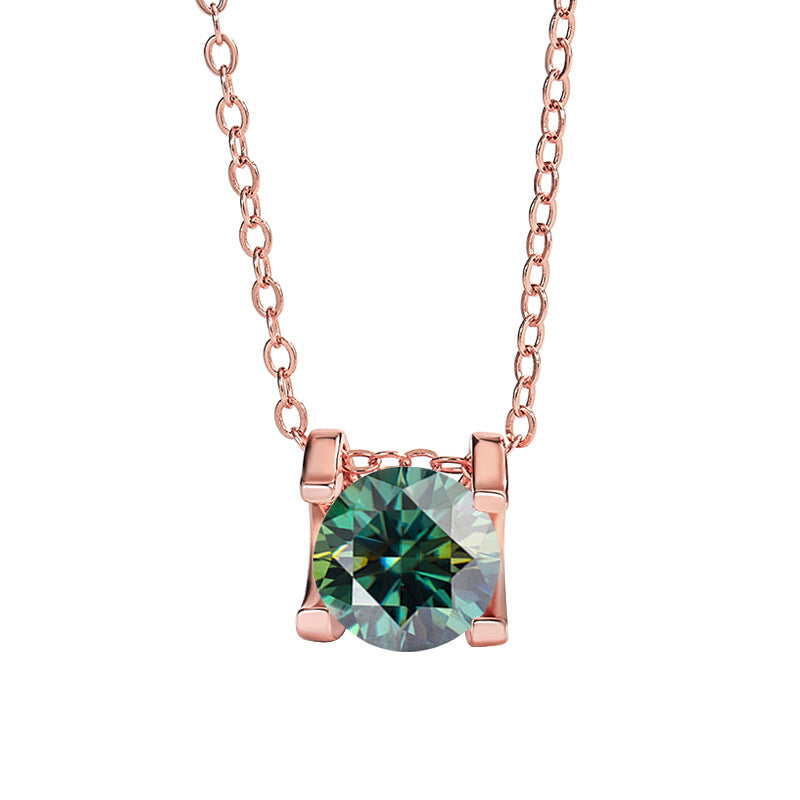 Ricady Jewel 925 Silver Plated PT950 Gold 1CT Moissanite Classic牛头 Pendant Necklace