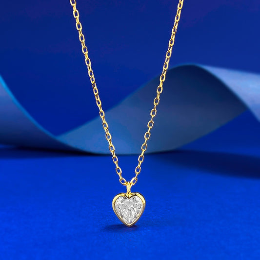 S925 Silver Heart Charm Necklace - Elegant Minimalist Style