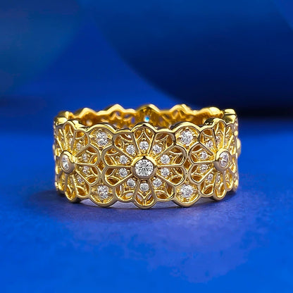 Luxury 925 Sterling Silver Retro Hollow Ring for Women