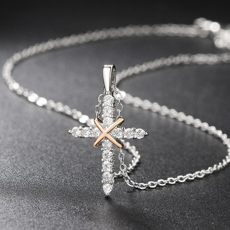 Copper Cross Pendant Necklace - Fashion Office Lady Style