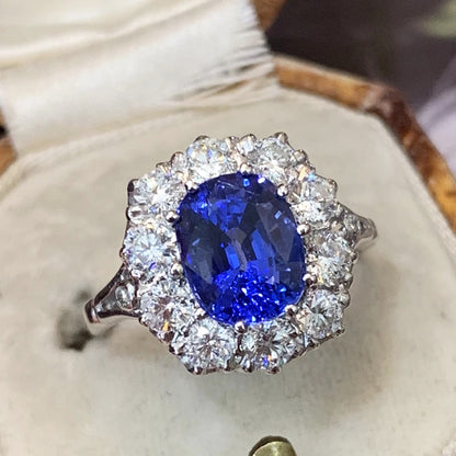 Royal Sapphire Zircon Ring - Gold Plated Copper Luxury Wedding Jewelry for Women