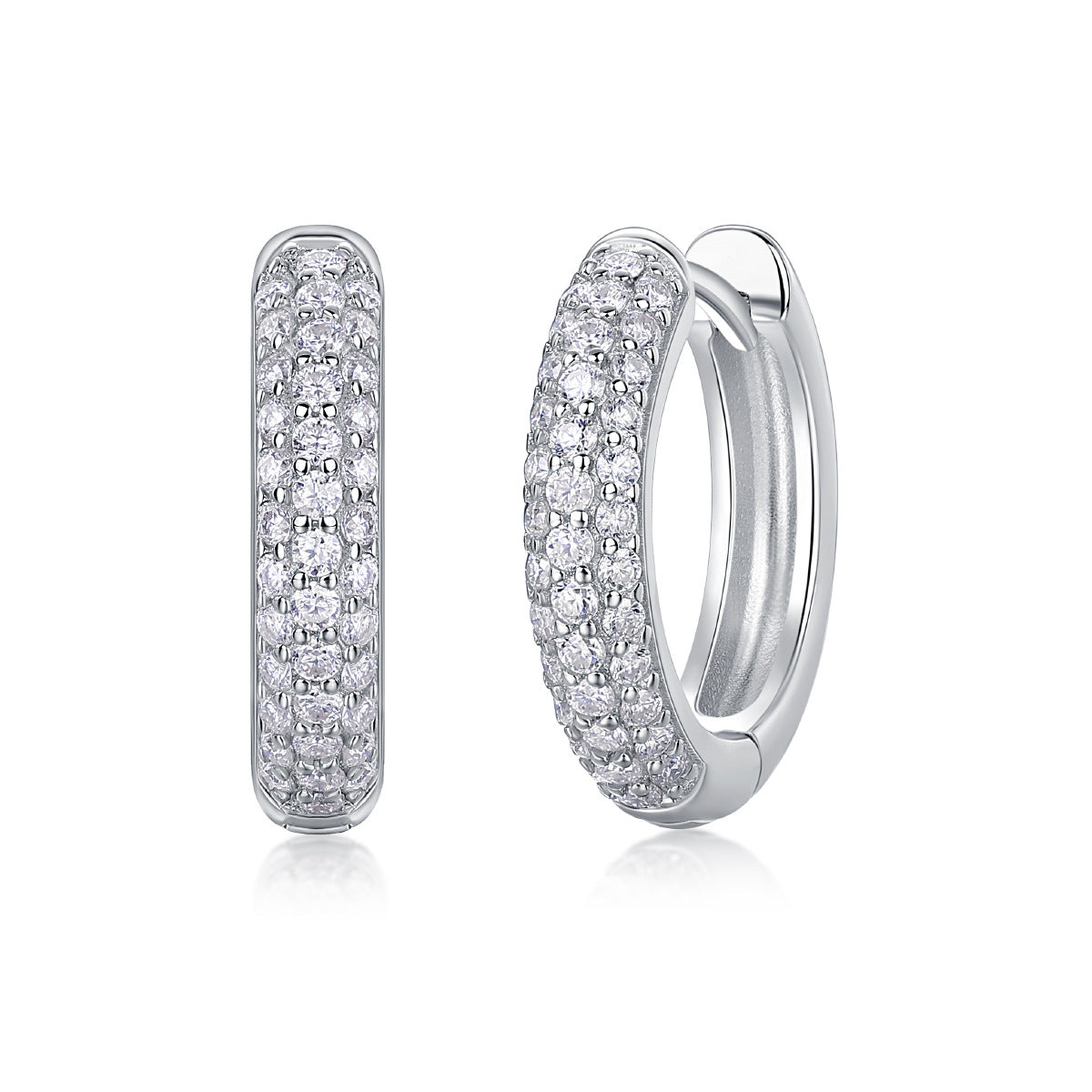 Pavé Moissanite Hoop Earrings in Sterling Silver for Women — Everyday Luxury