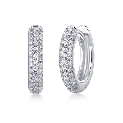 Pavé Moissanite Hoop Earrings in Sterling Silver for Women — Everyday Luxury