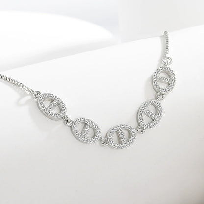 Luxury Oval Pig Nose Diamond Bracelet for Women - Minimalist & Versatile Fashion Jewelry