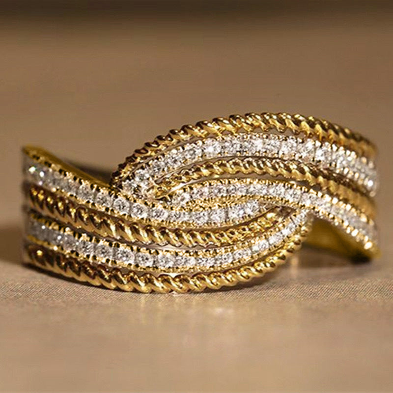 Elegant Micro-Pavé Zircon Cross Ring - Sparkling Swing Arm Design
