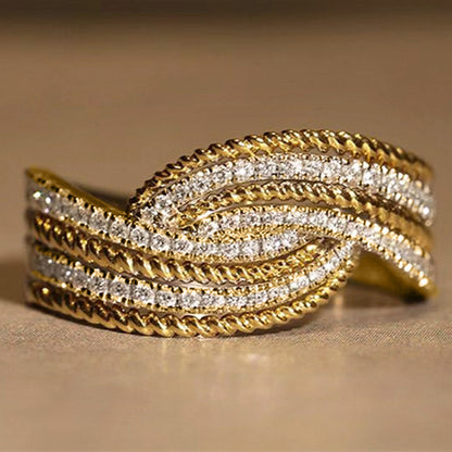 Elegant Micro-Pavé Zircon Cross Ring - Sparkling Swing Arm Design