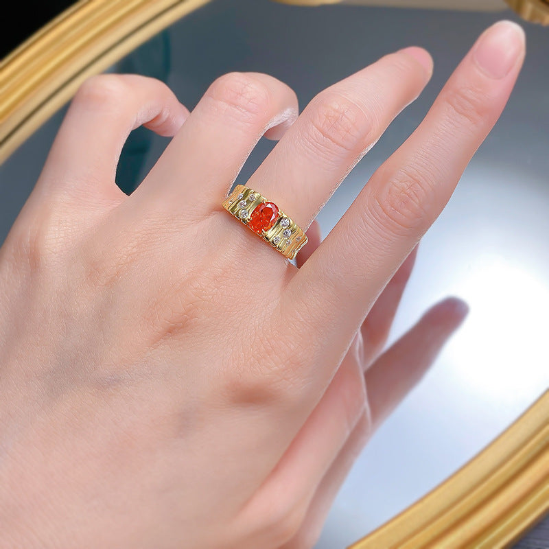 Fanta Orange Ice-Cut S925 Silver Ring - Elegant Women's Jewelry