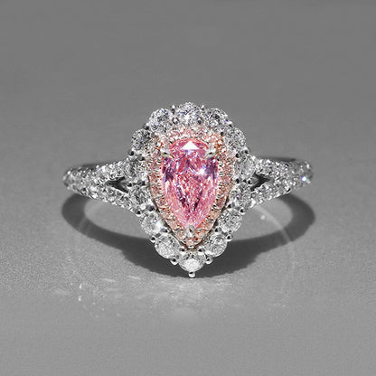 Sparkle Pink Teardrop Ring - Double Layer Trendy Luxury Band