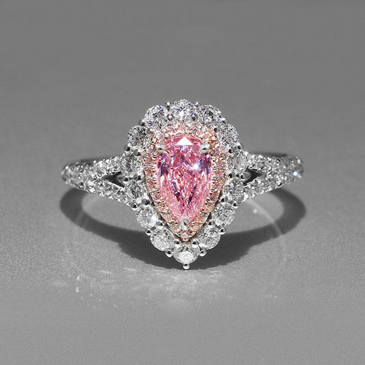 Sparkle Pink Teardrop Ring - Double Layer Trendy Luxury Band