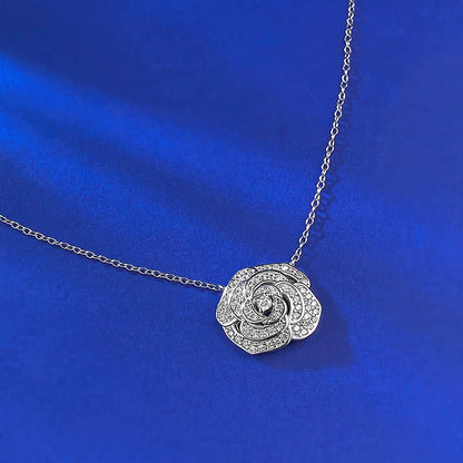 Ricady Jewel S925 Silver Camellia Necklace - Chinese Style Clavicle Pendant