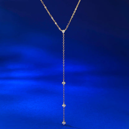 Ricady Jewel Dainty S925 Silver Y-Necklace, Tassel Design Layered Collar Chain