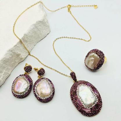 Natural Baroque Freshwater Pearl Jewelry Set - 2024 Trending Nine Purple Li Fire Color