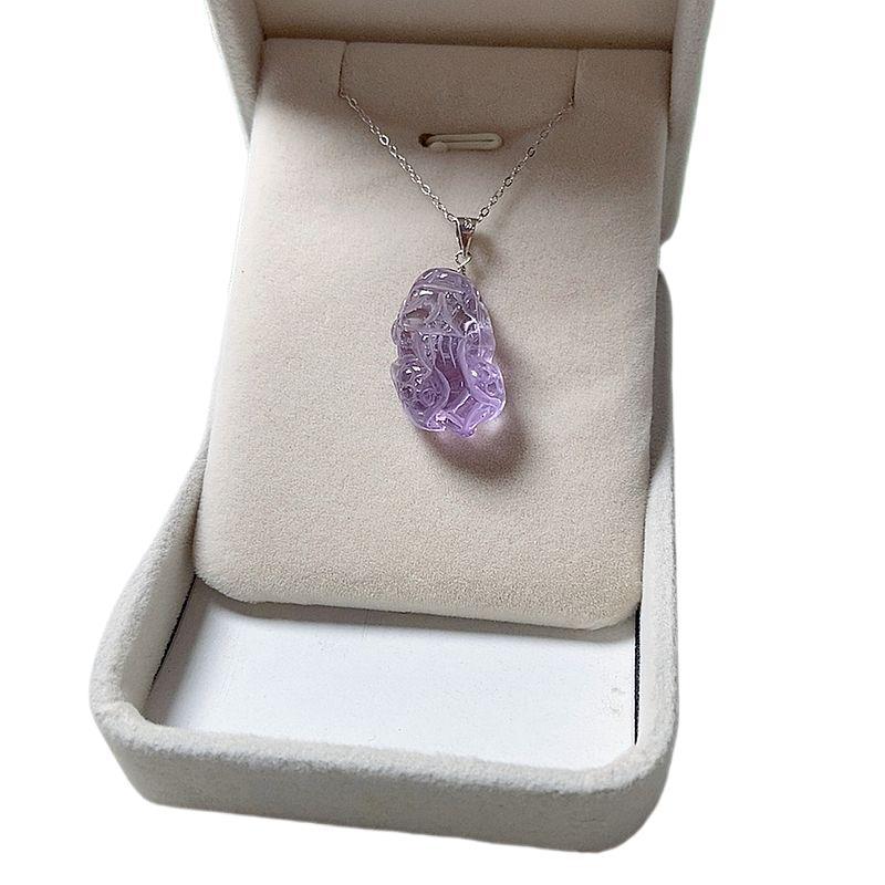 Natural Amethyst Pixiu Pendant Necklace - Prosperity Charm
