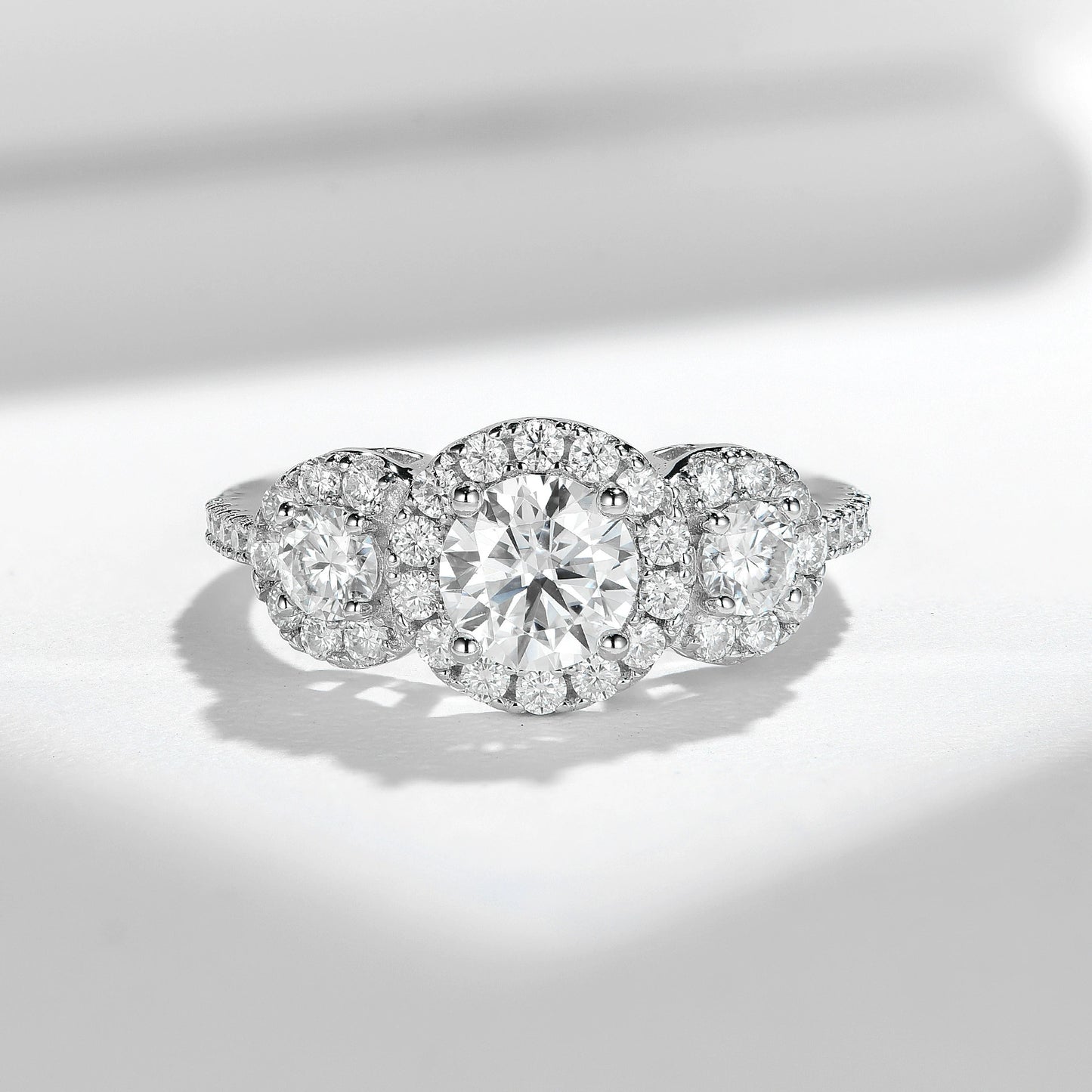 S925 Silver Moissanite Ring for Women - Dainty Closed Wedding Band