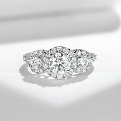 S925 Silver Moissanite Ring for Women - Dainty Closed Wedding Band
