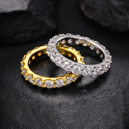 4MM Single Row Inlaid Hip-Hop Ring - High-End Trendy Brand Couple Fashion Ring