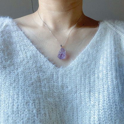 Natural Amethyst Pixiu Pendant Necklace - Prosperity Charm