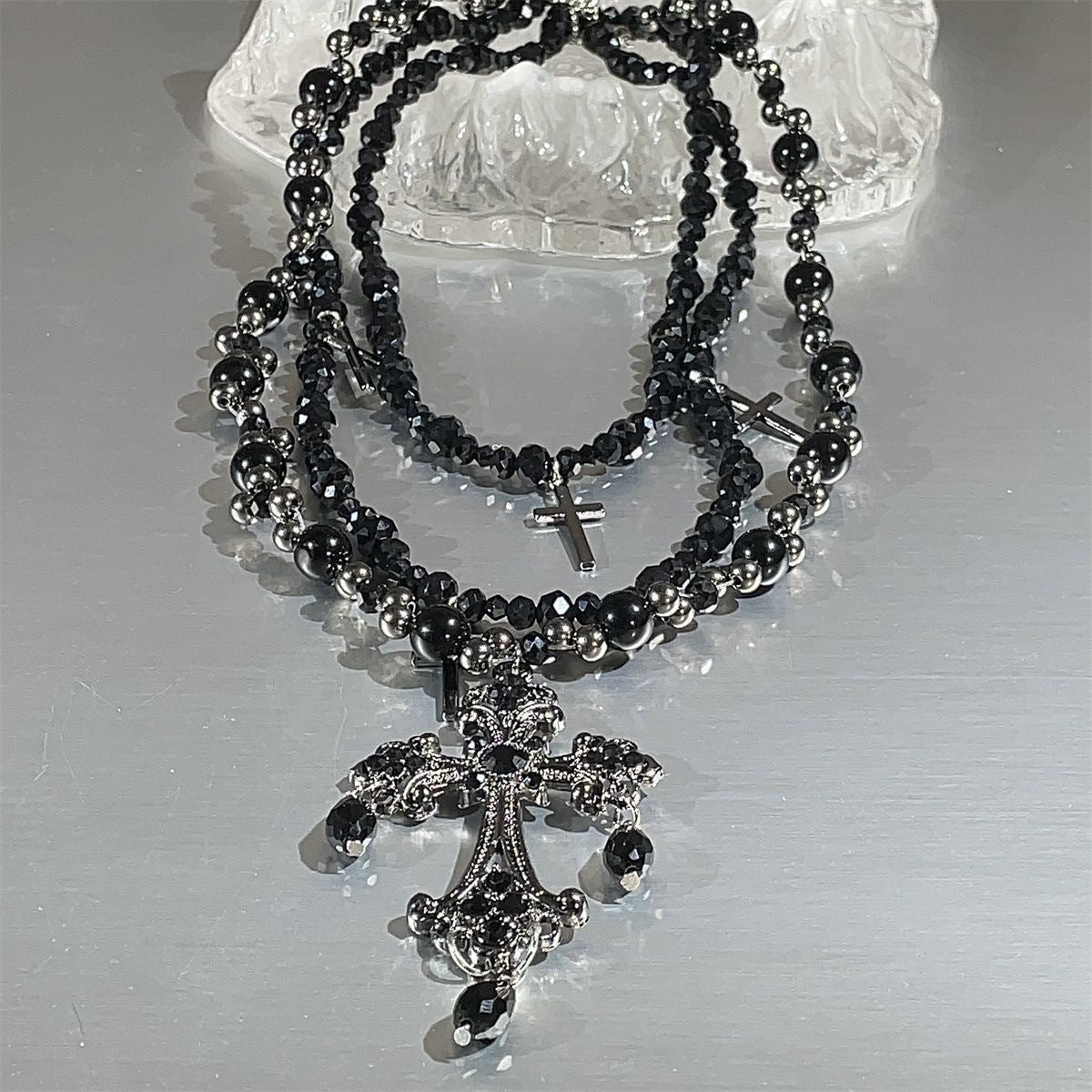 Multi-Layered Cross Pendant Necklace - Sweet & Cool Style