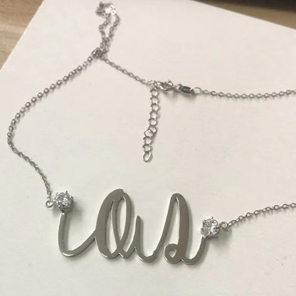 Personalizable XOXO Letter Pendant Necklace with Diamond Accents in 925 Sterling Silver