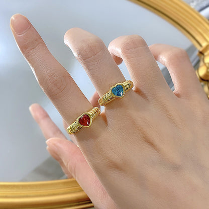 925 Silver High Carbon Diamond Ring | 6*6 Heart Aquamarine Luxury Ins Style