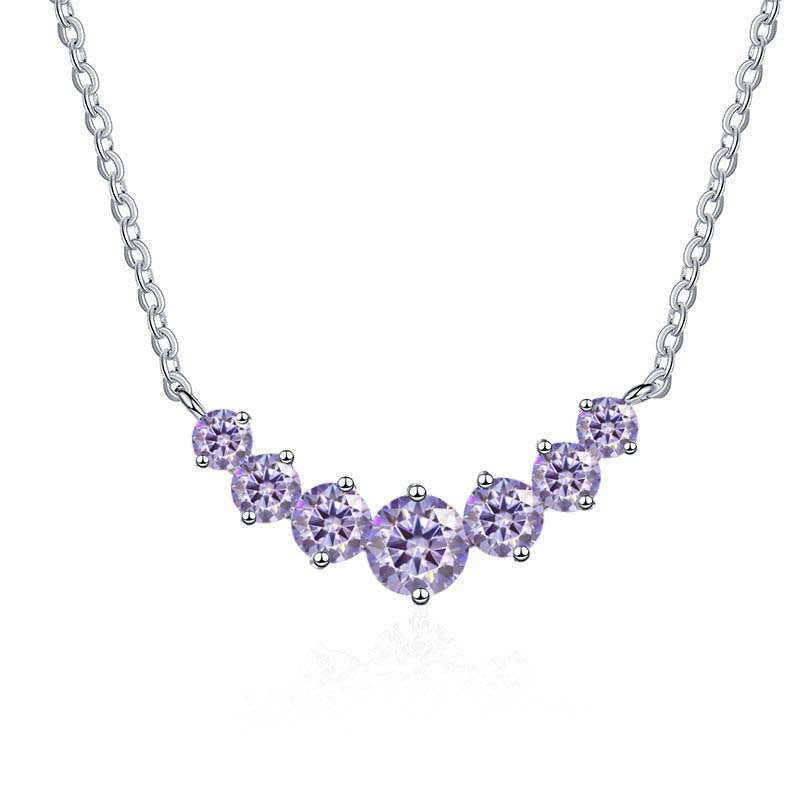 S925 Sterling Silver Gold-Tone Necklace for Women, Minimalist Smile Style with 2.8ct Colored Moissanite