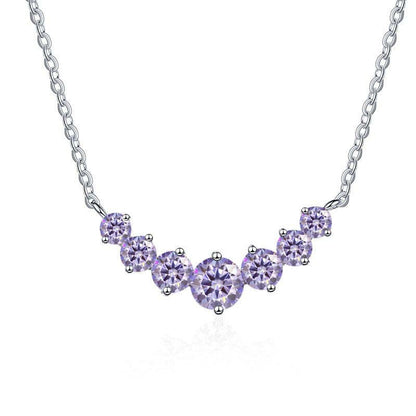 S925 Sterling Silver Gold-Tone Necklace for Women, Minimalist Smile Style with 2.8ct Colored Moissanite