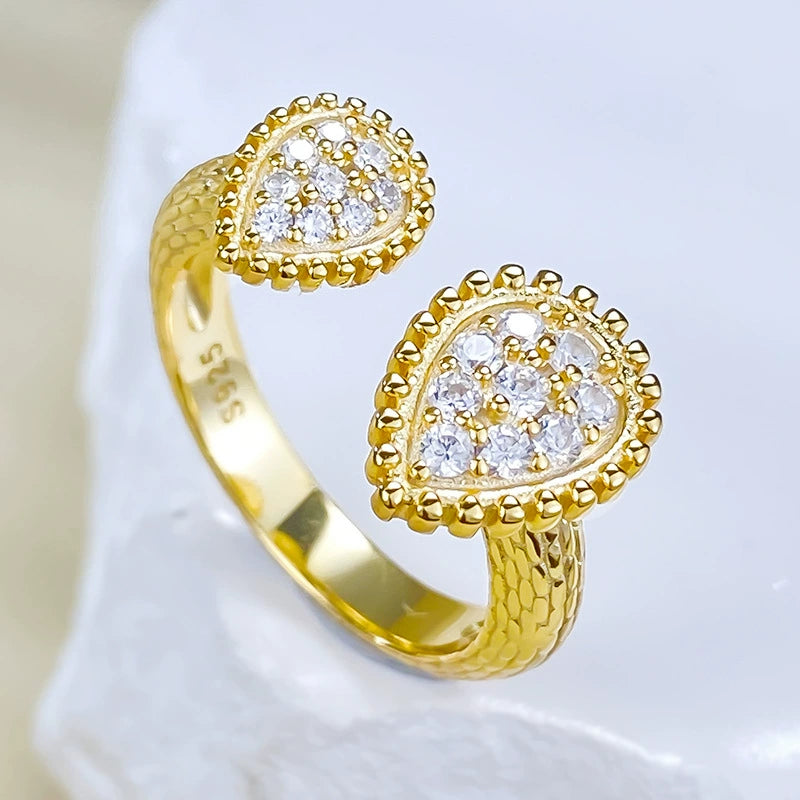 Bohemian Style Simulated Diamond Teardrop Ring - Wedding/Ins Fashion for Women