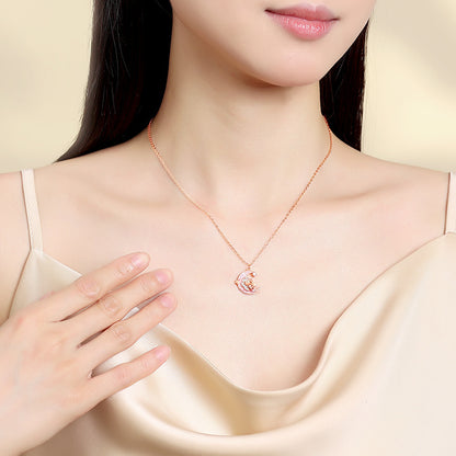 S925 Sterling Silver Star Moon Horse Necklace for Women - Dainty & Unique Design Collar Chain