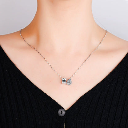 S925 Silver Pendant Necklace: Emerald & Moissanite Halo Design Fashion