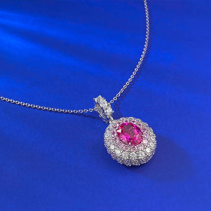Valentine's Rhodolite Rose Pendant 8x10mm Oval