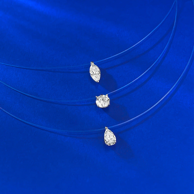 S925 Silver Invisible Fishing Line Necklace - Summer Versatile Collar Chain