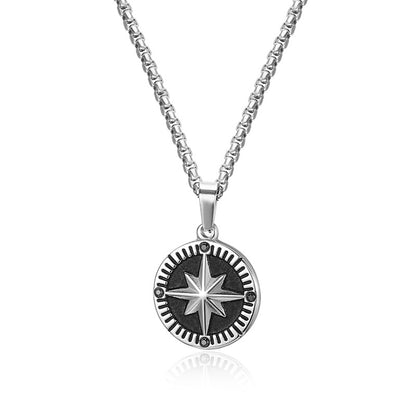 Eight-Pointed Star Titanium Steel Pendant Necklace - Men's Design