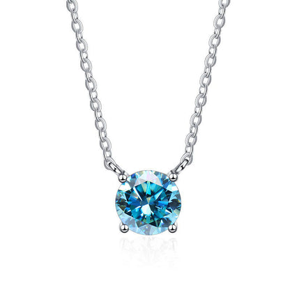 S925 Sterling Silver 1 Carat Moissanite Necklace - Women's Light Luxury 4-Claw PT950 Plated Collar Chain