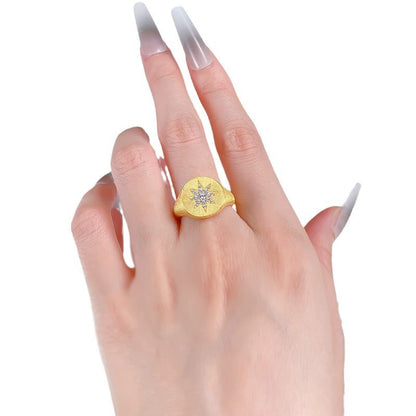 Minimalist S925 Silver Gold-Plated Ring | Star of David Design Ins Fashion